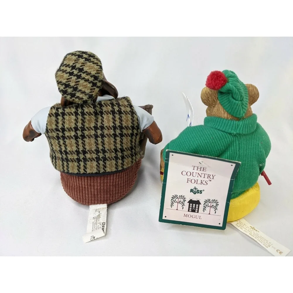 Russ Top Dawg and Mogul Skier Country Folks Figure Plush 7 Inch Lot of 2 Stuffed